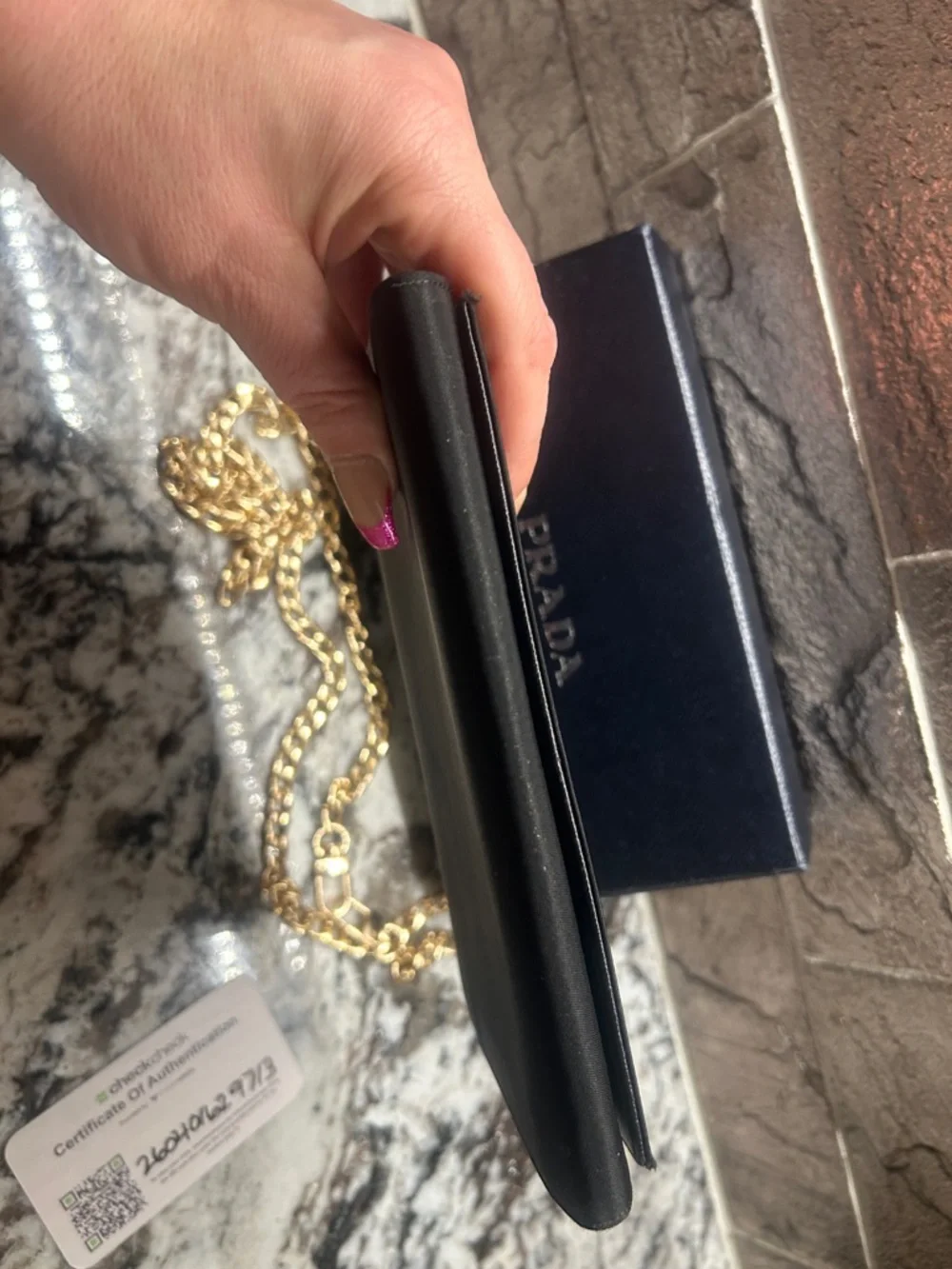 Prada Black Wallet on Chain with Gold Hardware COA and box - Picture 16 of 16